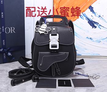 DIOR Saddle Backpack Black Bee 93313 Size 19x27.5x11.5 cm