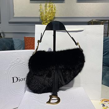 Dior Saddle Bag Black Mink Fur Black M0447 Size 20x5x15 cm