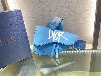 Dior Saddle Bag Unisex Sky Blue Cowhide 093 Size 20x28.6x5 cm