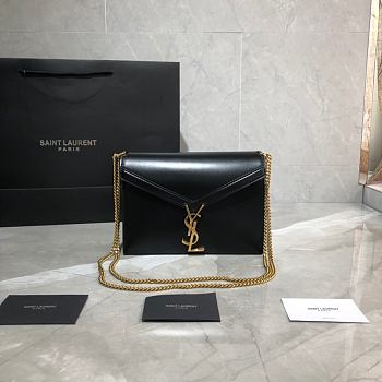 YSL Saint Laurent Cassandra Monogram Smooth Leather Black 532750 Size 22x16.5x5.5 cm