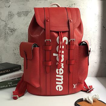 LV Supreme Water Ripple Backpack Red M41709 Size 34x13x47 cm