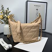 Chanel Crumpled Lambskin Mini Hobo Bag Beige Size 15x12.5x18 Cm - 5