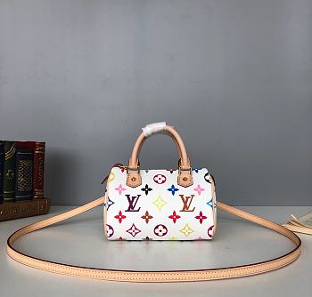 LV NANO SPEEDY Handbag White M61252 Size 16x11x9cm