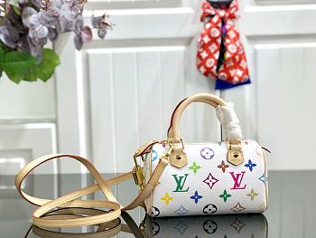 LV Tricolor Speedy Mini Pillow Bag White M92645 Size 15.5x10x7 cm