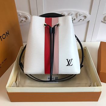 LV NeoNoe Handbags White Stripes M52163 Size 26x26x17.5 cm