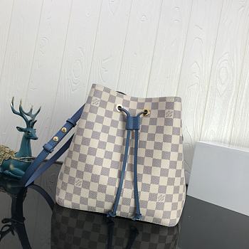 LV NEONOE Handbag White Grid Blue M44020 Size 26x26x17.5 cm