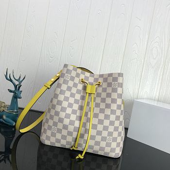 LV NEONOE Handbag White Grid Yellow M44020 Size 26x26x17.5 cm