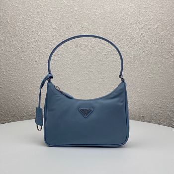 Prada Leather Shoulder Strap Hobo Bag Blue 1NE204 Size 23x13x5 cm