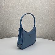 Prada Leather Shoulder Strap Hobo Bag Blue 1NE204 Size 23x13x5 cm - 3