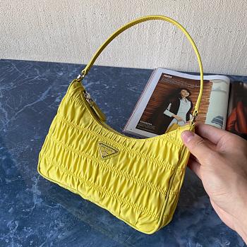 Prada Zou Ladies Nylon Shoulder Bag Yellow 1NE204 Size 22x17x6 cm