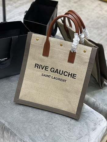 YSL Rive Gauche N/S Tote Bag Beige/Gray 631682 Size 37.5×38×17 cm