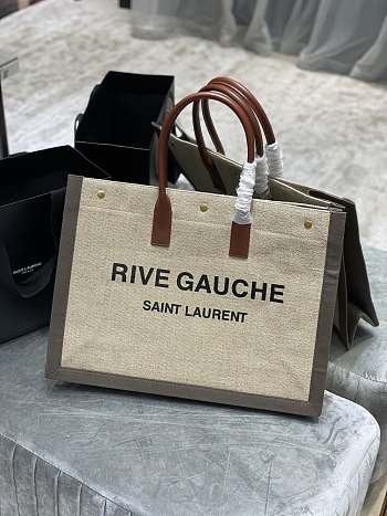 YSL Rive Gauche Large Tote Bag Beige/Gray 509415 Size 48 x 36 x 16 cm