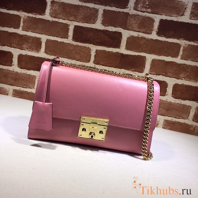 GUCCI Padlock Medium Gg Shoulder Bag Full Pink Leather 409486 Size 30 x 19 x 10 cm - 1
