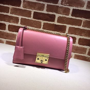 GUCCI Padlock Medium Gg Shoulder Bag Full Pink Leather 409486 Size 30 x 19 x 10 cm
