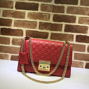 GUCCI Padlock Medium Gg Shoulder Bag Red Pressure 409486 Size 30 x 19 x 10 cm