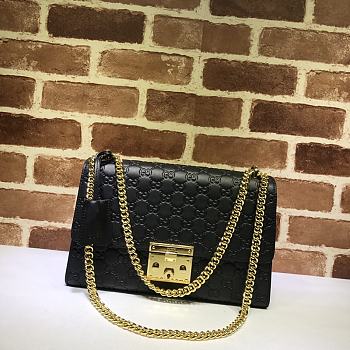 GUCCI Padlock Medium Gg Shoulder Bag Black Pressure 409486 Size 30 x 19 x 10 cm