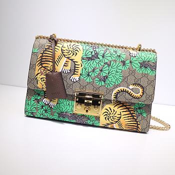 GUCCI Padlock Medium Gg Shoulder Bag Green Tiger 409486 Size 30 x 19 x 10 cm