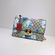 GUCCI Padlock Medium Gg Shoulder Bag Blue Flower And Red 409486 Size 30 x 19 x 10 cm - 1