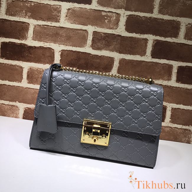 GUCCI Padlock Medium Gg Shoulder Bag Gray Pressure 409486 Size 30 x 19 x 10 cm - 1