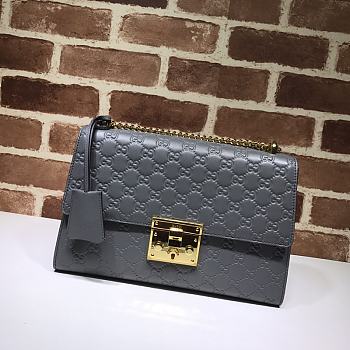 GUCCI Padlock Medium Gg Shoulder Bag Gray Pressure 409486 Size 30 x 19 x 10 cm