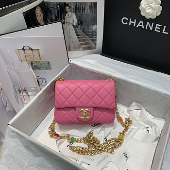 CHANEL Mini Flap Bag Pink AS2379 Size 17 x 12 x 8 cm