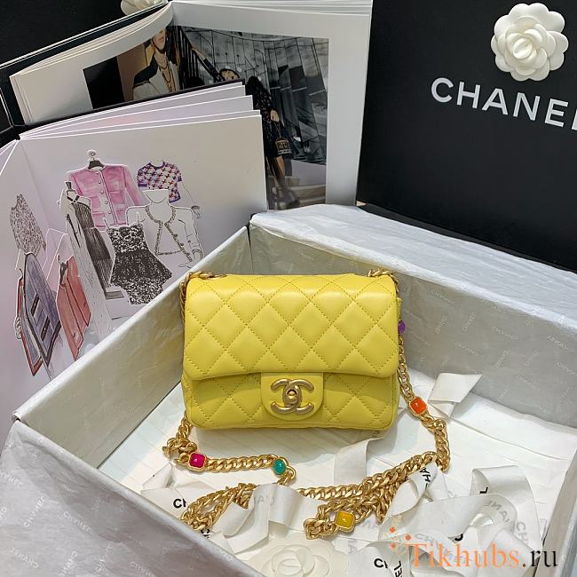 CHANEL Mini Flap Bag Yellow AS2379 Size 17 x 12 x 8 cm - 1