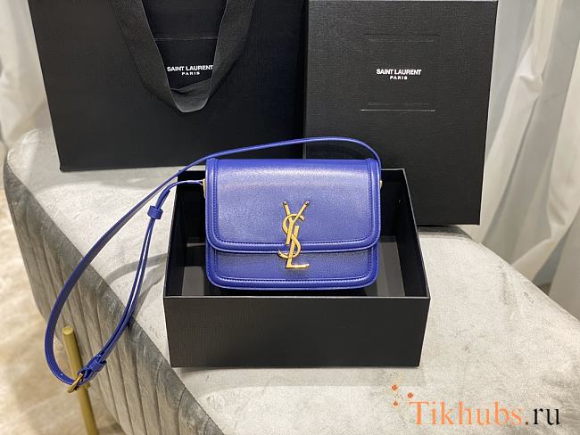 YSL Solferino Satchel In Box Leather Electric Blue 634306 Size 19x13x5 cm - 1