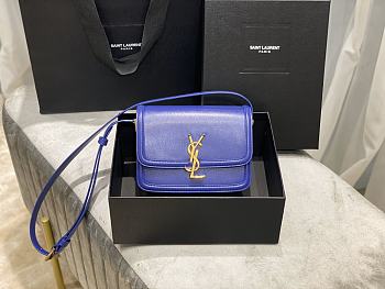 YSL Solferino Satchel In Box Leather Electric Blue 634306 Size 19x13x5 cm