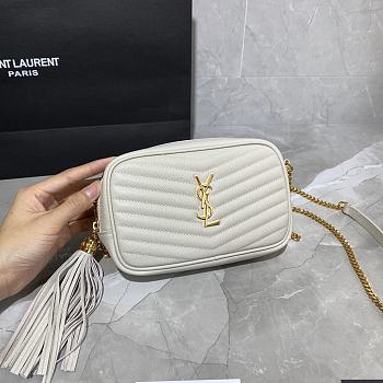 YSL Lou Camera Bag In Quilted Leather White 585040 Size 18×10×5 cm