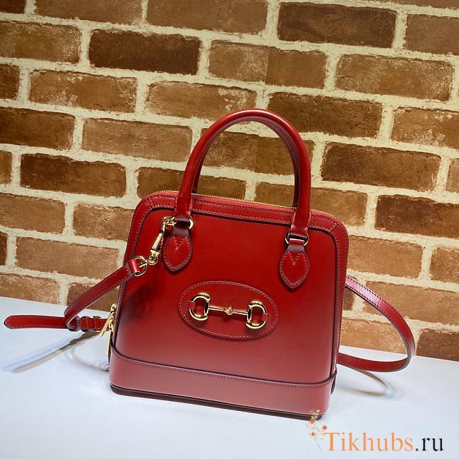 GUCCI Horsebit 1955 Small Top Handle Bag Red 621220 Size 25 x 24 x 9 cm - 1