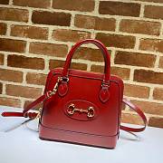 GUCCI Horsebit 1955 Small Top Handle Bag Red 621220 Size 25 x 24 x 9 cm - 1