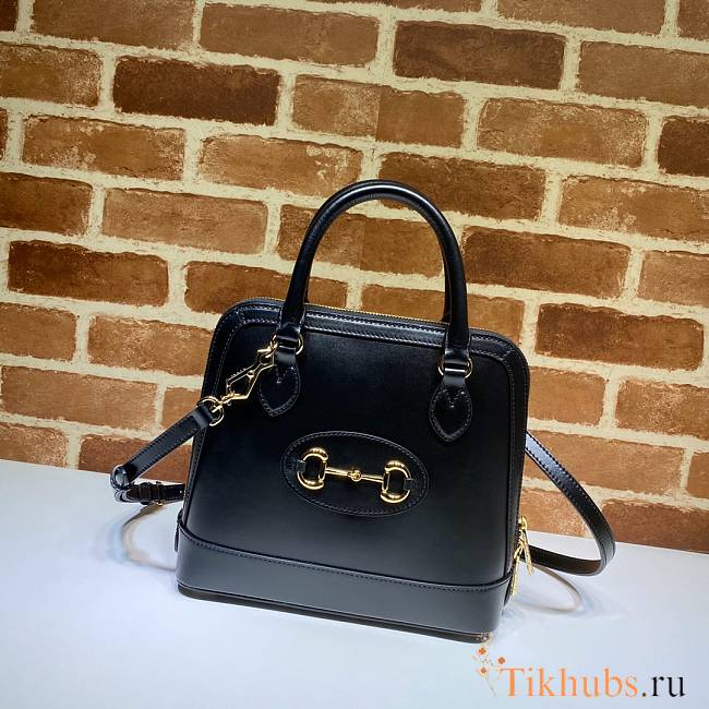 GUCCI Horsebit 1955 Small Top Handle Bag Black 621220 Size 25 x 24 x 9 cm - 1