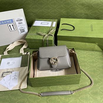 GUCCI Small Interlocking G Gray Shoulder Bag 607720 Size 22 x 15 x 7 cm