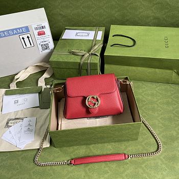 GUCCI Small Interlocking G Shoulder Bag Red 607720 Size 22 x 15 x 7 cm