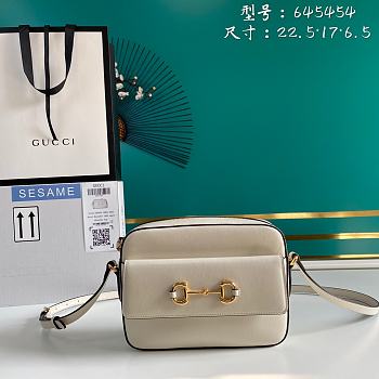 GUCCI Horsebit 1955 Small Gg Supreme Off-White Full Leather 645454 Size 22.5 x 17 x 6.5 cm