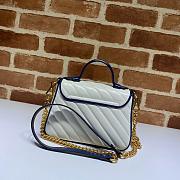 GG Marmont Mini Top Handle Bag White With Blue 583571 Size 21x15.5x8 cm - 2