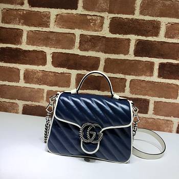 GG Marmont Mini Top Handle Bag Blue And White 583571 Size 21x15.5x8 cm