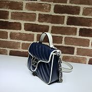 GG Marmont Mini Top Handle Bag Blue And White 583571 Size 21x15.5x8 cm - 2