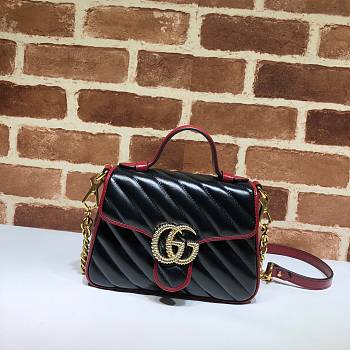 GG Marmont Mini Top Handle Bag Grams Of Red 583571 Size 21x15.5x8 cm