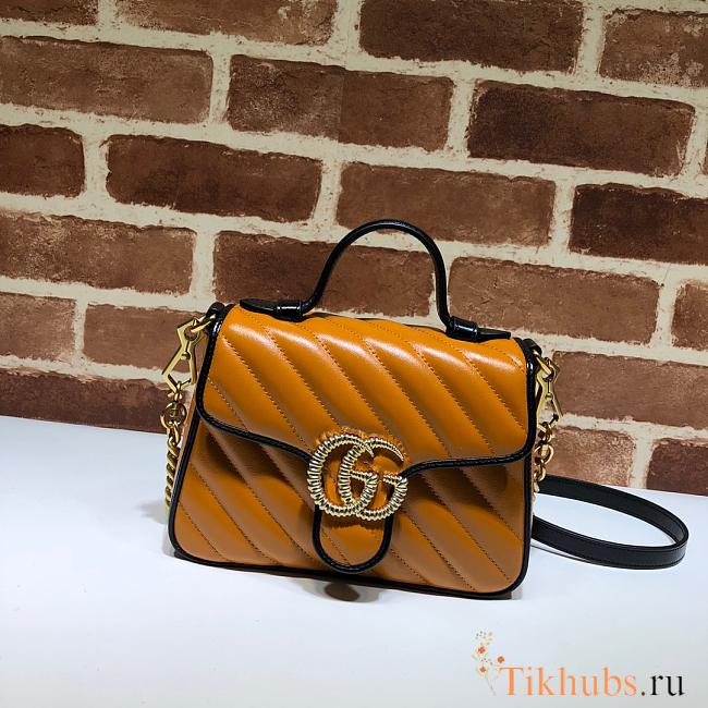 GG Marmont Mini Top Handle Bag Yellow Grams 583571 Size 21x15.5x8 cm - 1