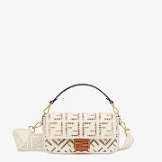 FENDI BAGUETTE White Canvas Bag With Embroidery White Size 27 - 1