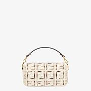 FENDI BAGUETTE White Canvas Bag With Embroidery White Size 27 - 2