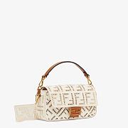 FENDI BAGUETTE White Canvas Bag With Embroidery White Size 27 - 3