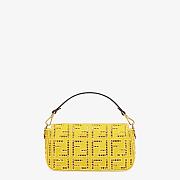 FENDI BAGUETTE White Canvas Bag With Embroidery Yellow Size 27 - 3