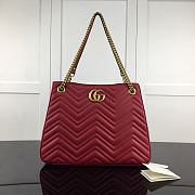 GG Marmont Matelassé Shoulder Bag In Red Leather 453569 Size 36 x 27 x 14 cm - 1