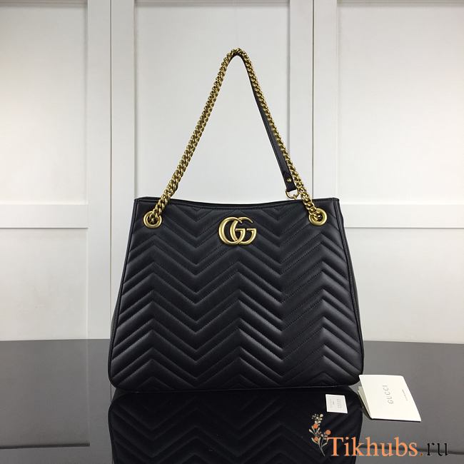 GG Marmont Matelassé Shoulder Bag In Black Leather 453569 Size 36 x 27 x 14 cm - 1