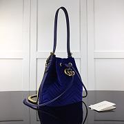 Gucci GG Marmont Quilted Velvet Bucket Bag Blue 525081 Size 21 x 22 x 11 cm - 6