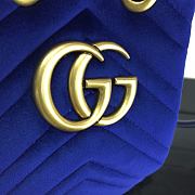 Gucci GG Marmont Quilted Velvet Bucket Bag Blue 525081 Size 21 x 22 x 11 cm - 2