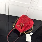 Gucci GG Marmont Quilted Velvet Bucket Bag Red 525081 Size 21 x 22 x 11 cm - 6