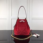 Gucci GG Marmont Quilted Velvet Bucket Bag Red 525081 Size 21 x 22 x 11 cm - 5